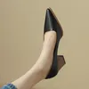 Schuhe für Frauen, Blockabsatz, luxuriöses Leder, lässig, High Heels, Damenschuhe, formelle spitze Zehenpartie, Y2k, schick und elegant, E39, jung, L