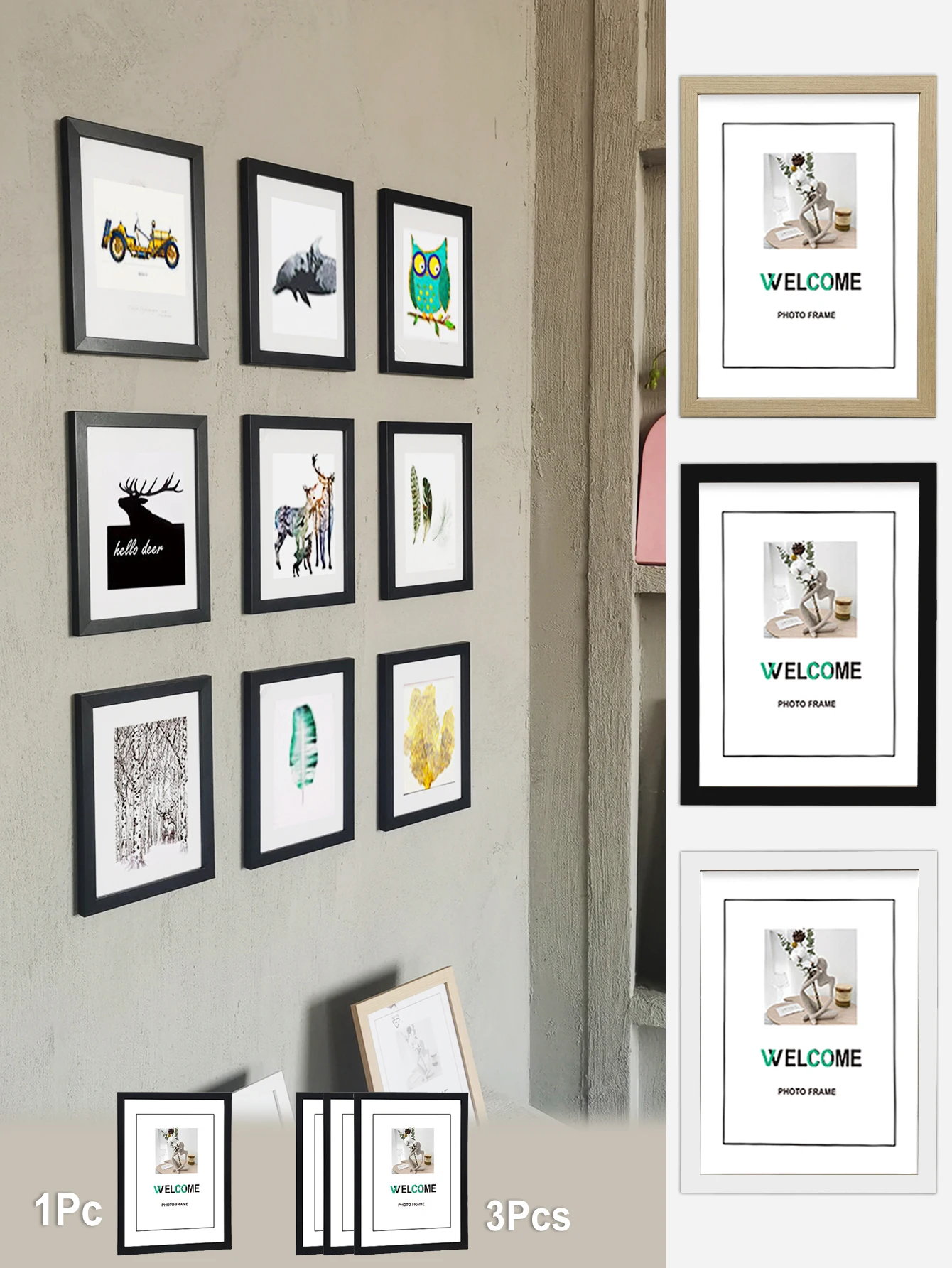1 Stück/3 Stück Wandgalerie-Fotorahmen, 15 x 20 20 x 25 A4-Bilderrahmen für Tischplatte oder Wandmontagerahmen, Foto-Gedenkgeschenk