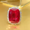 KQDANCE 925 Sterling Silber Mit Grün Rot Große 21 Carat Kissen Cut Erstellt Smaragd Rubin Edelstein