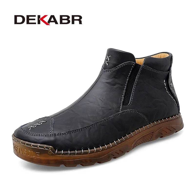 DEKABR Stiefeletten für Herren, Leder, Freizeitstiefel, britischer Stil, modisch, bequeme Herrenschuhe, große Herrenstiefel 47