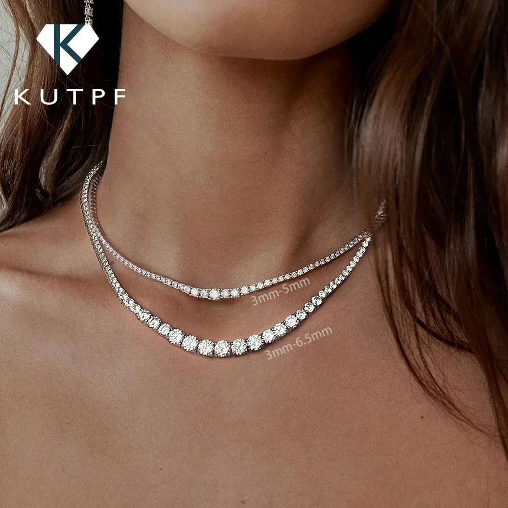 3–6,5 mm Größe dient All Moissanit Diamant Tennis Halskette mit Zertifikat S925 Silber Riviera Halsketten Halskette für Frauen Image