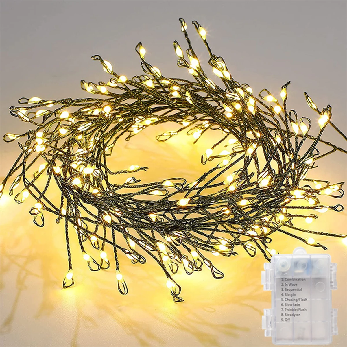100/200 LEDs LED-Lichterkette, grüner Draht, Lichterkette, verwendet für den Innenbereich, Cluster, Weihnachtsbaum, Neujahrsparty, Camping-Dekoration