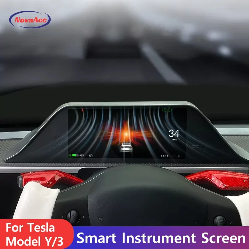 8,9 Zoll integrierter Armaturen brett bildschirm Digitales Instrumenten cluster für Tesla Modell 3 y 2024-2021 Hochland mit Kamera Image