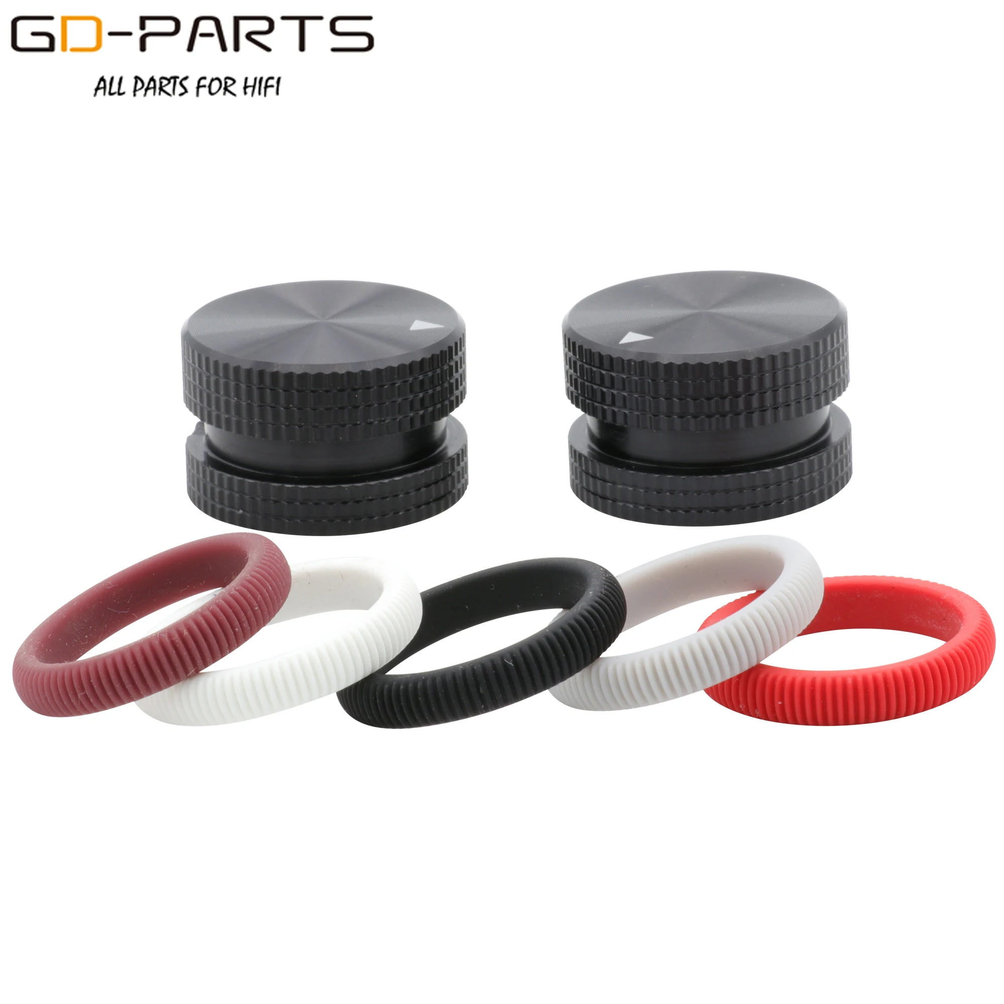 25*15,5mm Bearbeitete Solide Voll Aluminium Knopf Mit Gummi Ring 6mm Loch Für Hifi Audio Gitarre AMP DAC Lautsprecher 1PC Image