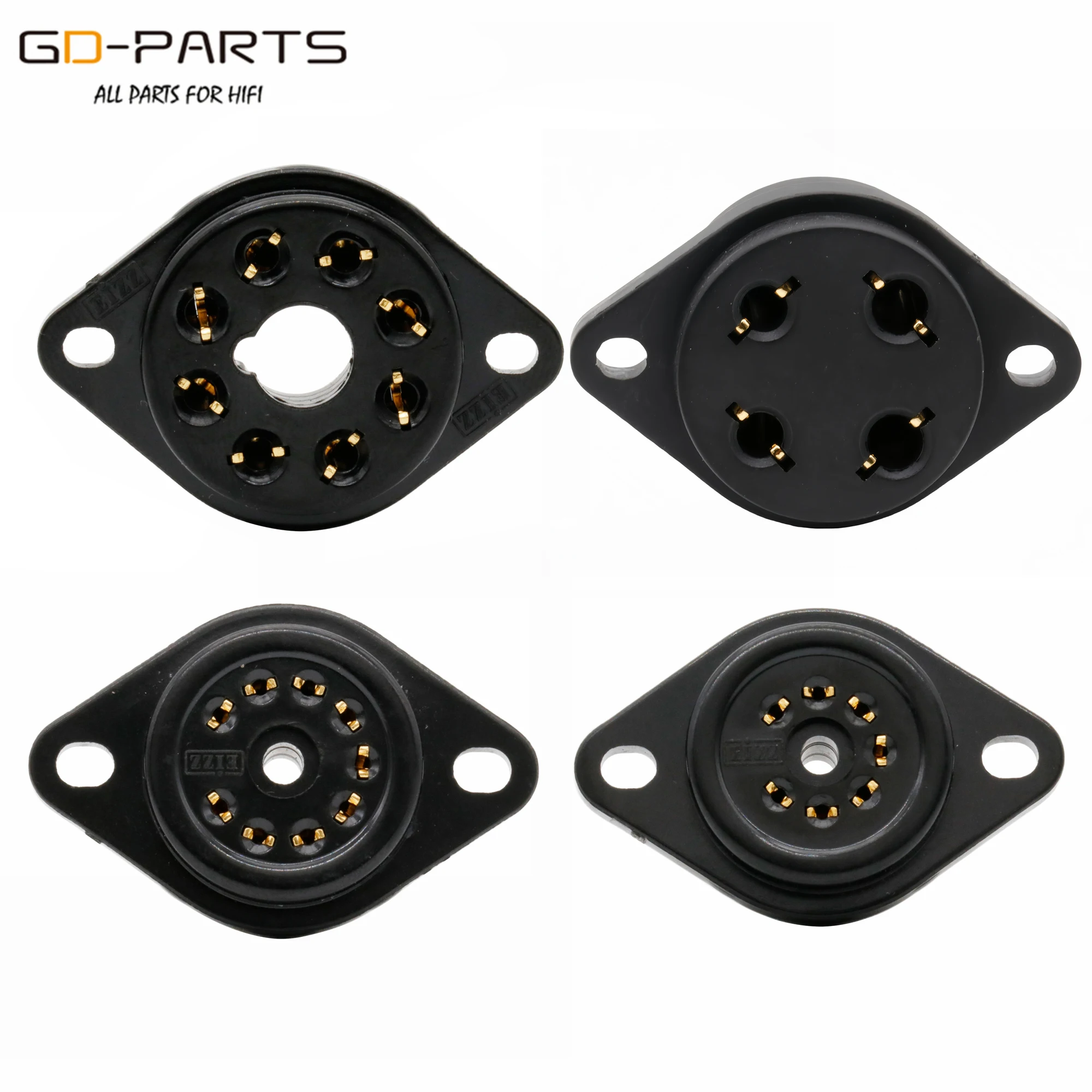 EIZZ Bakelit Elektronenröhrensockel 4-polig 7-polig 8-polig Oktal 9-polig für 2A3 300B 6J1 6Z4 KT88 EL34 ECC81 ECC83 24K vergoldete Stifte Image
