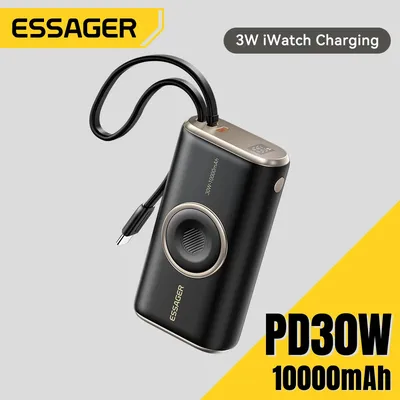 Essager Power Bank 30 W Schnelllade-Akku Digitalanzeige Power Bank mit Kabel für iPhone 16 15 Image
