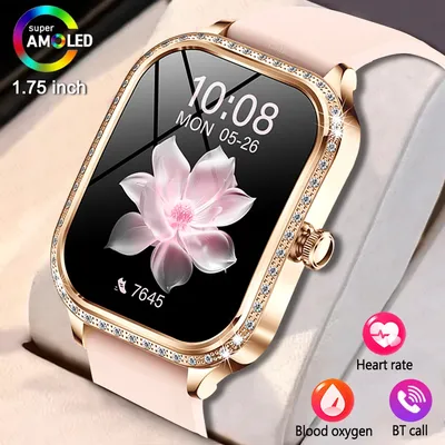 Neu für huawei smart watch frauen geschenk 1.75 "hd display herzfrequenz sport fitness ip68 wasserdichtes armband bt call smartwatch Image