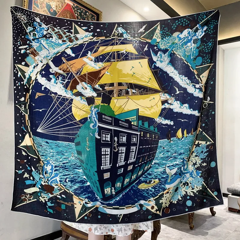 Luxus Winter Weiche Schal Quadrat Wolle Seide Schals Hand Gerollt Rand Schals Frauen Riesige Schals Tasche Hals Zubehör Image