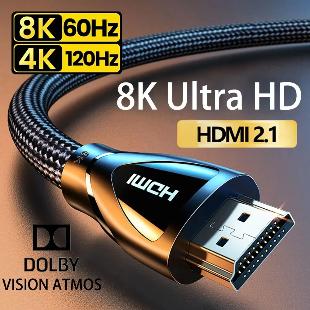 Hdmi-kompatibles 2,1 kabel ultra hoch geschwindigkeit 8k/60hz 4k/120hz für xiaomi mi xbox ps5 hdr10 dolby vision 48gbps hdmi-kompatibel 8k Image