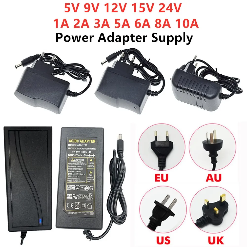 AC DC 12V Schalt netzteil Adapter 5V 9V 12V 15V 24V 1a 2a 3a 5a 6a 8a 10a Transformator AC 220V bis 12V DC LED-Netzteil Image