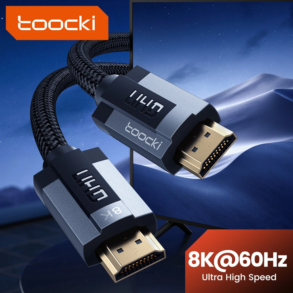Toocki hdmi kompatibles kabel für xiaomi box ps5 ps4 laptop projektor 8k @ 60hz high speed hdmi-kompatibler 2,1 kabel splitter 48gbp Image