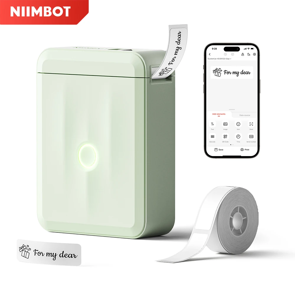 Niimbot D110 Mini-Handheld-Thermo-Etikettendrucker, kabellose Aufklebermaschine, tintenlose Tasche mit Etikettenaufkleber für das Home Office Image