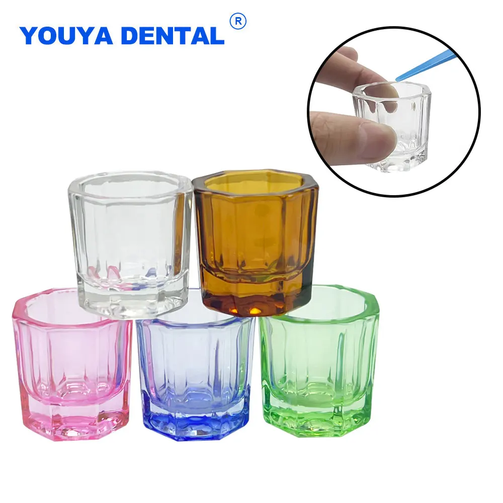 Dental Mischbecher Glas Schalen Gericht Versöhnen Tasse Haushalt Achteckige Tassen Pulver Behälter Zahnmedizin Labor Material Image