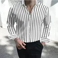 Camicia formale da uomo camicia con risvolto con bottoni bianco e nero rosso manica lunga colletto a