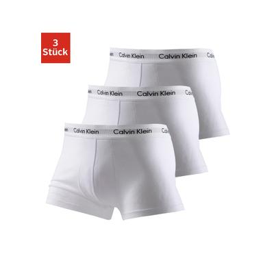 Trunk "CK Low Rise Trunk 3 PACK", Herren, Gr. S (5), weiß, Obermaterial: 95% Baumwolle, 5% Elasthan, CALVIN KLEIN UNDERWEAR, Unterhosen, mit weißem Webbund
