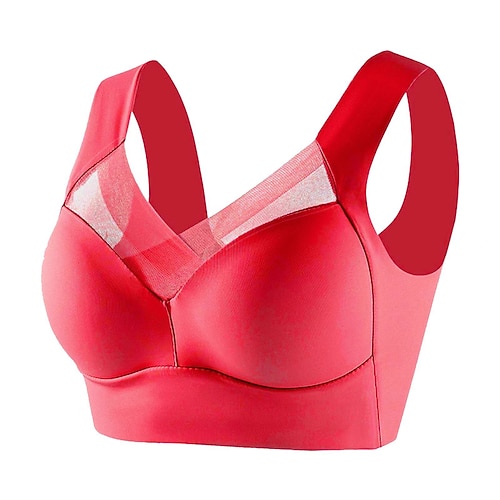 Damen Mittlere Unterstützung Sport-BH Bustier Drahtlos Geformte Tasse Shirt Gefüttert Übergröße Fitness Fitnesstraining Freizeit Sport Atmungsaktiv Weich nahtlos Gitter Dunkelgrau Leichte Kaffee Image