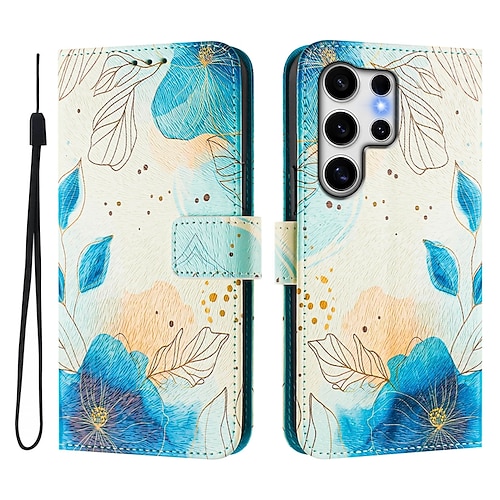 Handy Hülle Handyhüllen Für Samsung Galaxy S25 S24 S24 FE S23 S22 S21 Ultra Plus A55 5G A35 5G A25 A15 Brieftaschenhülle Mit Ständer Magnetisch Vollschutz Retro TPU PU-Leder Image
