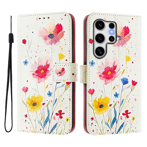 Handy Hülle Handyhüllen Für Samsung Galaxy S25 S24 S24 FE S23 S22 S21 Ultra Plus A55 5G A35 5G A25 A15 Brieftaschenhülle Mit Ständer Magnetisch Vollschutz Retro TPU PU-Leder Image