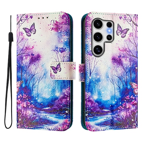 Handy Hülle Handyhüllen Für Samsung Galaxy S26 Ultra Plus S25 S24 S23 S24 FE S22 S21 Ultra Plus S20 A55 5G A35 5G Brieftaschenhülle Mit Ständer Magnetisch Vollschutz Retro TPU PU-Leder Image