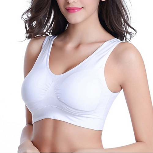 Damen Leichte Unterstützung Sport Bustier bh Sport-BH Bustier Rückenfrei BH-Oberteil Gefüttert Fitness Freizeit Sport Laufen Atmungsaktiv Leichtgewichtig Weich Dunkelrosa Melonen-Rot Schwarz Einfarbig Image