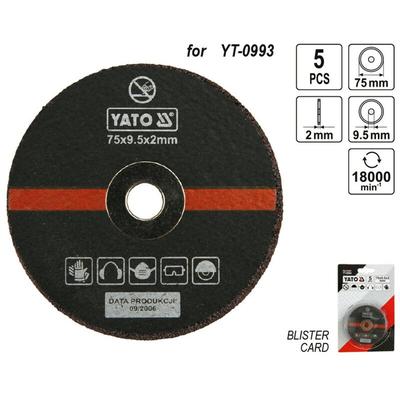 Yato - Hochwertige Metall Trennscheiben 75 x 9,5 x 2 mm für Druckluft Winkelschleifer 5 Stück Image