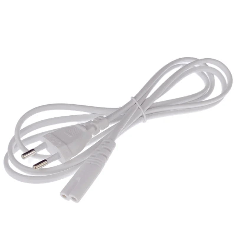 Weiß 2p Prong EU Stecker Kabel Verlängerung Kabel Lampe Netzteil Europäische Abbildung 8 Netzkabel Für Led-beleuchtung USB Ladegerät 1,5 m Image