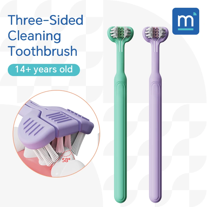 1/2/4, 3d U-förmige dreiseitige Zahnbürste für Erwachsene feine weiche Borsten Zungen schaber Tiefen reinigung Gesundheit Mundpflege Zahnbürste Image