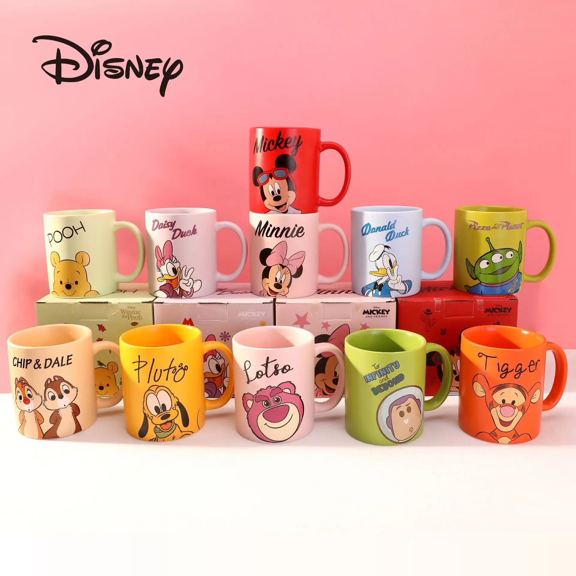 Disney Mickey Mouse Keramiktasse Trinkmilch Tasse Mickey Cartoon Tasse Niedliche Winnie the Pooh Büro Kaffeetassen Image