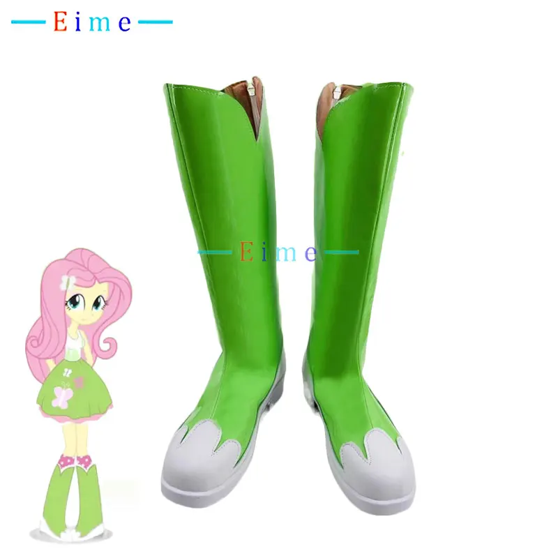 Fluttershy Cosplay Schuhe Anime Cosplay Requisiten grün pu Lederschuhe Halloween Karneval Stiefel nach Maß