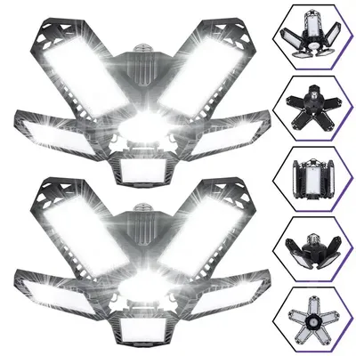 LED Garage Light Bulbs, 40W 60W 80W10000LM Super Bright Garage Lighting LED Shop Light With Adjustable Panels, E27 Screw Socket