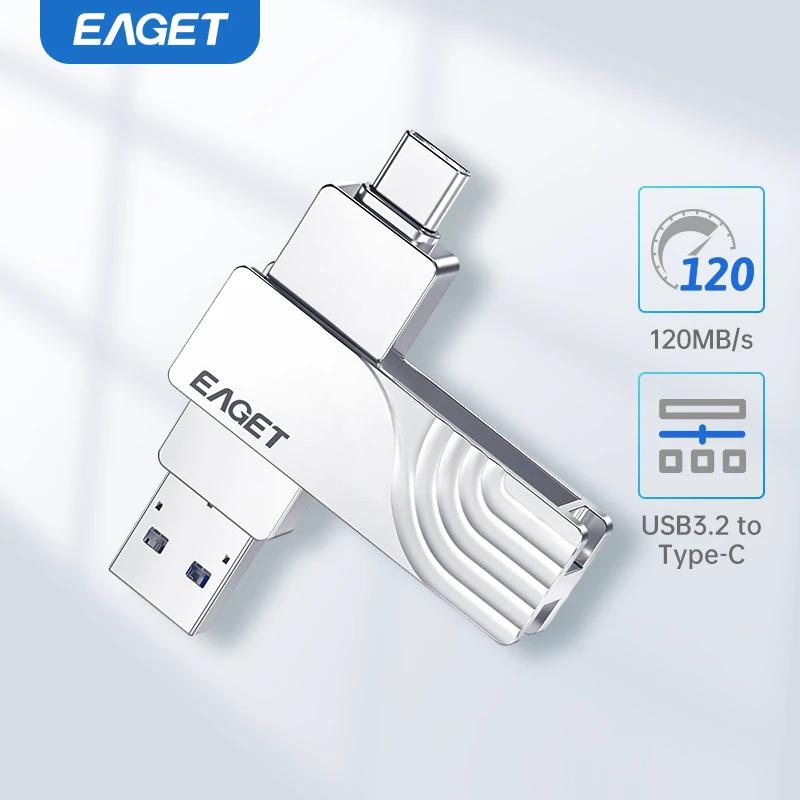Eaget USB 3.2 OTG Typ C Pen Drive 2 in 1 USB-Flash-Laufwerk 32 GB 64 GB 128 GB 256 GB 512 GB maßgeschneiderter Metall-Stick für MacBook PC Image