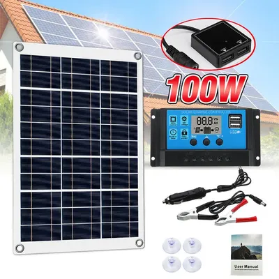 100W DC 12V Solar panel Kit mit 60a Controller USB Solar Power Ladegerät Batterie für Power Bank Camping Auto Boot RV Solar platte