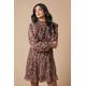 Oasis Womens Animal Print Embroidered Dobby Chiffon Mini Dress - Brown - Size 14 UK | Oasis Sale | Discount Designer Brands