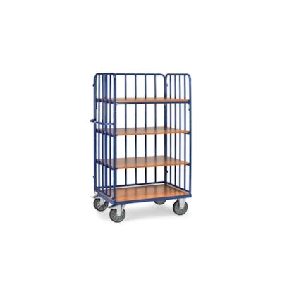 Fetra Etagenwagen, Tragl. 500kg, 4 Etage(n), Ladefl. LxB 1000x700mm, Holzböden, RAL5007 Image