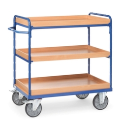 Fetra Etagenwagen, Tragl. 600kg, 3 Etage(n), Ladefl. LxB 1200x800mm, Holzkästen, RAL5007 Image