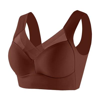 Women's Medium Support Running Bra Wirefree Molded Cup Top Padded Plus Size Fitness Gym Workout Leisure Sports Breathable Soft Seamless Mesh Dark Grey Light Coffee Watermelon Red Solid Colored