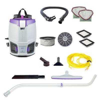 ProTeam GoFit Small Retail Space 3 quart Backpack Vacuum with Xover Multi-Surface Telescoping Wand Tool Kit #107713