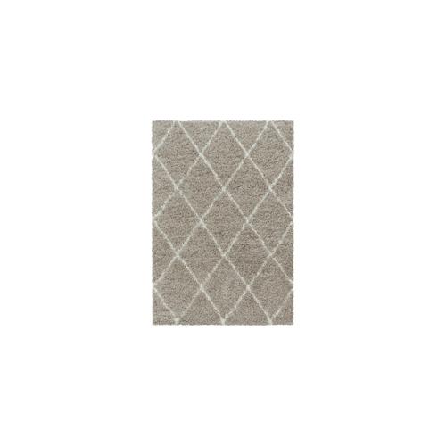 Carpetsale24 Hochflor Teppich Rauten Design Flauschiger Langflor Wohnzimmerteppich, Beige, 200 x 290 cm