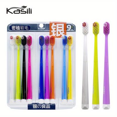 TEMU Kasili 9pcs Toothbrushes - -, -density Bristles For & Gum , Hypoallergenic , Toothbrush Set In