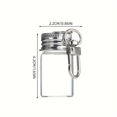 TEMU 10pcs Mini Glass Bottle Keychains - 2ml/7ml Clear Decorative Pendants With Metal Clasps, Home Decor, Gifts, And School Supplies, Hand Wash Only, Trinkets Keychain Image