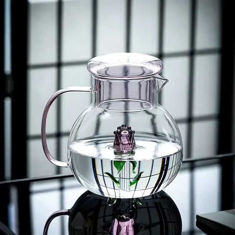 3D niedlichen Topf bauch kalten Wasserkocher drei dimensionale kreative Rose Farm Kessel Haushalt hoch Boro silikat Glas kühlen Wasserkocher Image