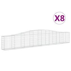 vidaXL Gabionen mit Hochbogen 8 Stk. 400x30x60/80 cm Verzinktes Eisen Image