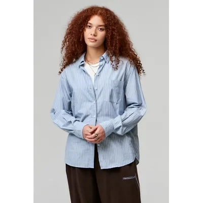 Archive At UO Blue Stripe Long Sleeve Shirt - Light Blue S at Urban Outfitters