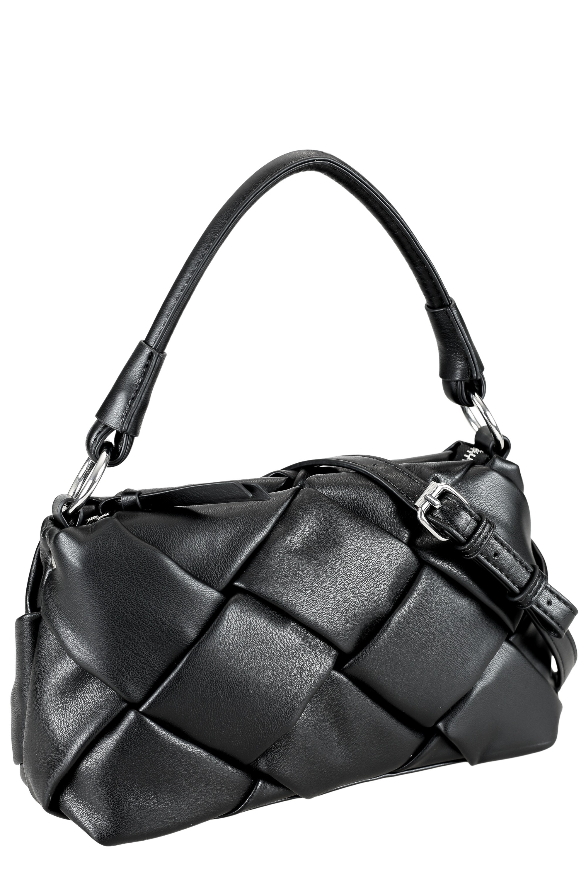Schultertasche "Giorgia", Damen, Gr. B/H/T: 25cm x 15cm x 10cm onesize, schwarz, Polyurethan (PU), COLLEZIONE ALESSANDRO, Taschen Schultertasche, Elegante Flechttasche mit Trageriemen