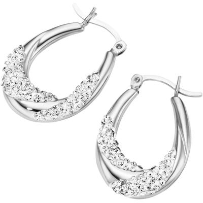 Paar Creolen FIRETTI "Schmuck Geschenk Silber 925 Ohrschmuck Ohrringe schungvoller Glitzer", silber (silberfarben, kristallweiß, kristallweiß), Ohrringe, Damen, Silber 925 (Sterlingsilber), mit Kristallstein Image