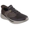 Slip-On Sneaker SKECHERS "SLADE", Herren, Gr. 47,5, braun (braun, dunkelbraun), Leder, Textil, Synthetik, casual, Schuhe, Komfortschuh mit komfortablem Heel Pillow™ Fersenkissen