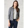 Cardigan CECIL, Damen, Gr. L (42), grau (platinum grau meliert), Stoff, 65% Polyamid, 23% Polyester, 12% Viskose, bedruckt, casual, comfort fit normal, hoch geschlossener Ausschnitt, Langarm Bündchen, Strickjacken, aus softem Materialmix