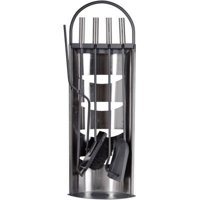 Kamingarnitur FIREFIX, grau (grau, edelstahlfarben), B:23cm H:66cm L:14,5cm, Stahl, Edelstahl, Reinigungs-Sets Image