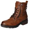Schnürboots MUSTANG SHOES, Damen, Gr. 36, braun (cognacfarben), Lederimitat, casual, Schuhe, Schnürstiefelette, Blockabsatz, mit Reißverschluss