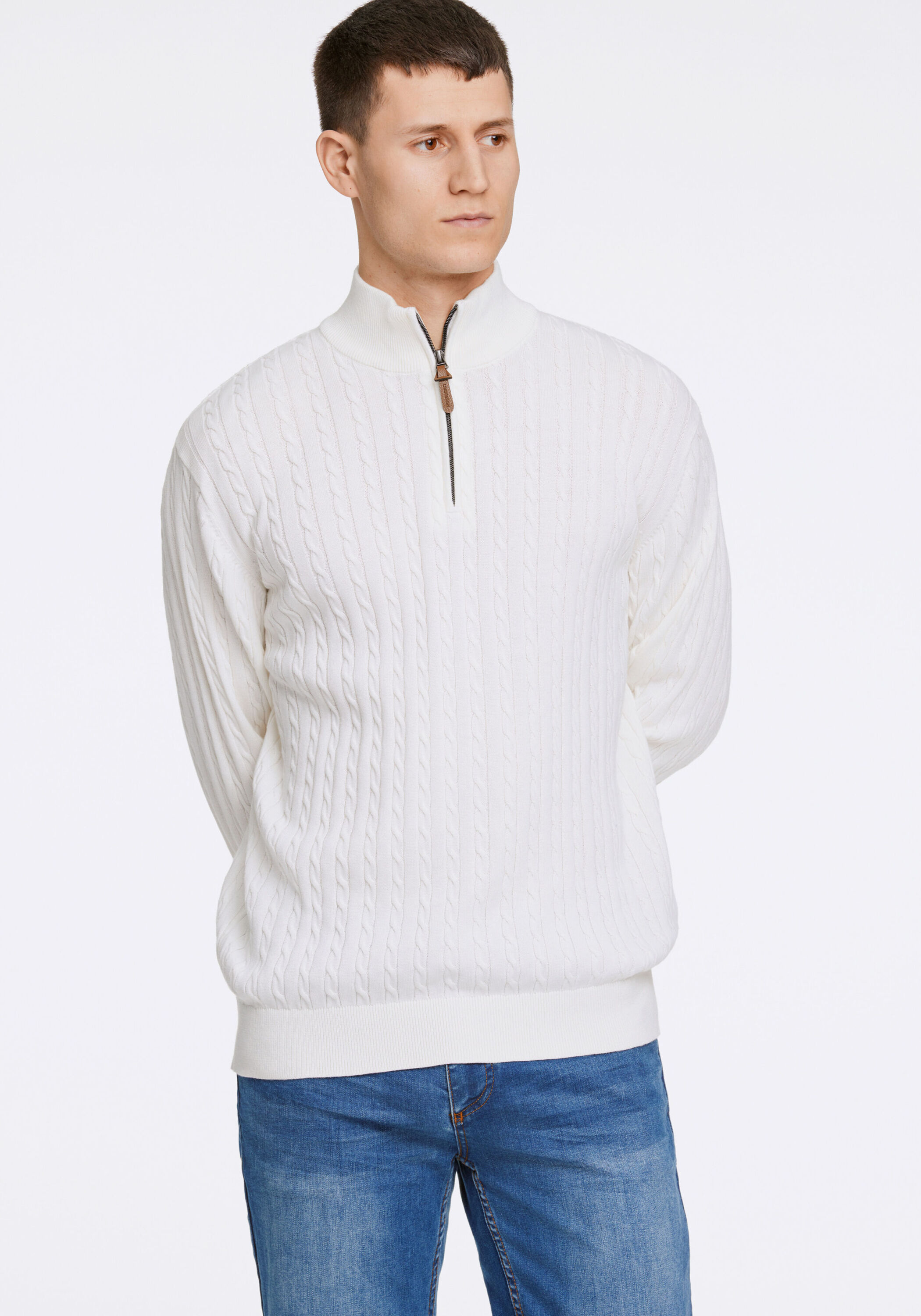 Troyer LINDBERGH "Lindbergh Troyer", Herren, Gr. XXL, weiß (sanftes weiß), Obermaterial: 100% Baumwolle, hoch geschlossener Ausschnitt, Pullover Image